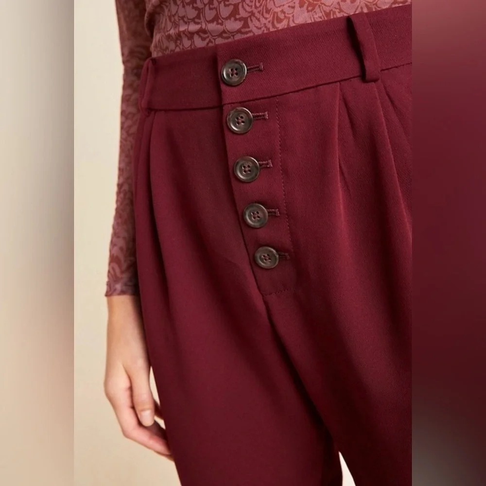 NWT Anthropologie 4 Sasha Button-Fly Tapered Crepe Pants